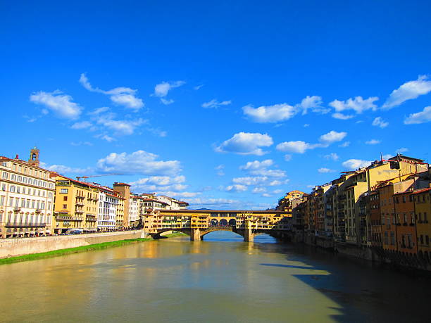 Ponte Vecchio bridge across Arno river in Florence, Italy. View from Ponte Santa Trinita