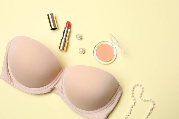 istock Flat lay with women romantic underwear on beige background, top view 2253616700