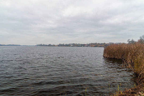 Lake at cloudy day in Neuruppin, Germany.