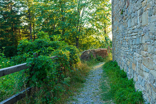 Merzalben, Germany - May 13, 2013: The Gräfenstein Castle is a ruined castle about two kilometers east of the village Merzalben in Rhineland-Palatinate County Southwest Palatinate. The rock fortress located in the Palatinate Forest, and is often referred to as Merz Alber castle. It is built on a 12 meter high plateau and lies at an altitude of 447 meters. Gräfenstein castle is one of the most important staufer temporal castles in Rhineland-Palatinate. Its length is about 80 meters, its width is about 60 meters. The castle was completely destroyed by a fire in 1635. It was never rebuilt, but then finally extensively restored in the years 1985/1986, so that it is now one of the best preserved ruins in the Palatinate today.