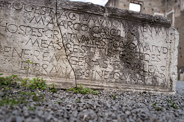 Ancient Roman ruins in the Roman mausoleum of Caecilia Metella along the Appian Way in Rome.