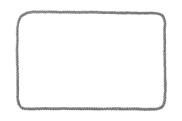 Rectangular nautical rope frame isolated on white background. Marine and sailing design element for borders, banners, invitations and coastal themed layouts.
