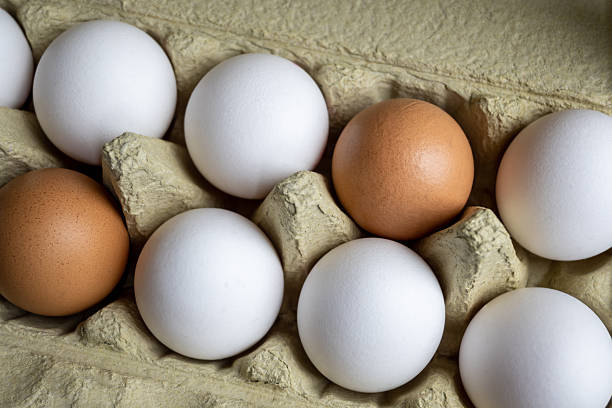 istock Fresh eggs in organic carton box on the farm. 2253627075