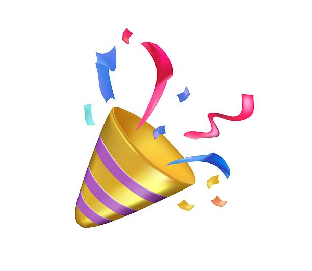istock Party popper confetti joy festive birthday celebration emoji vector symbol sign icon illusration. Emoji of birthday 2253632219
