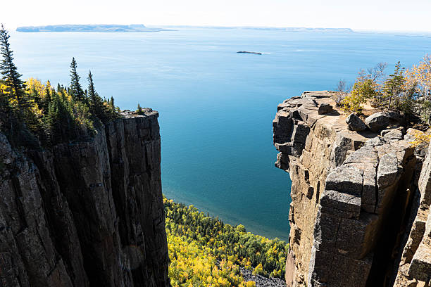 istock Steep rocky cliffs above a vast lake 2253633492