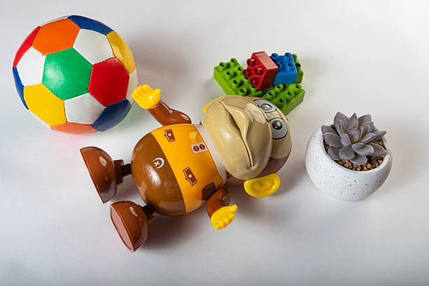 Colorful toys on a white background