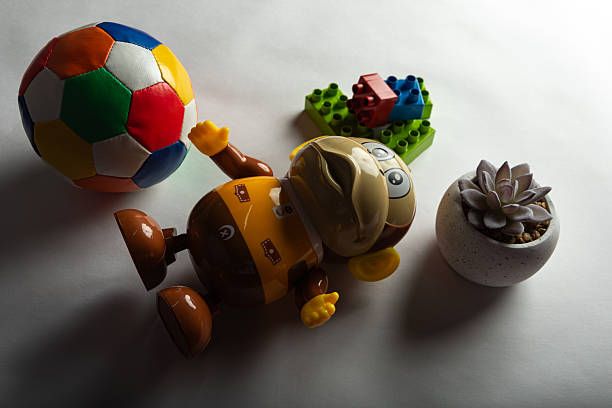Colorful toys on a white background