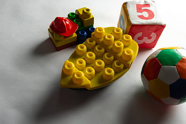 Colorful toys on a white background