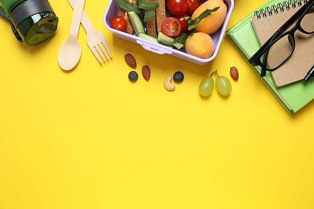 istock Packed lunch with sandwiches, fruits, nuts and vegetables in a divided container 2253634492