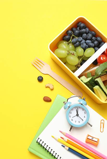 istock Packed lunch with sandwiches, fruits, nuts and vegetables in a divided container 2253634502