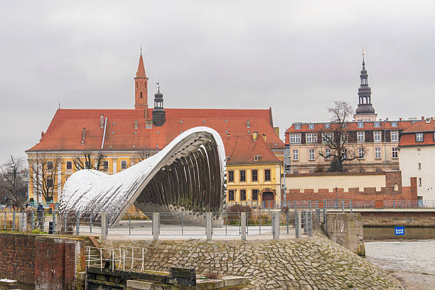 Wroclaw Poland on December 14, 2025. The Riverside of River Oder Stainless steel installation in Daliowa, part of the celebrations as European Capital of Culture in 2016.