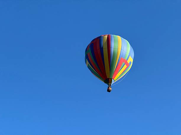 Flame seen rising in multicolored hot air blue in flight in Colorado Springs, CO
