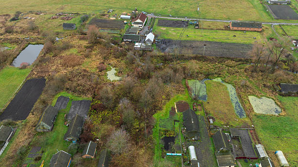 istock Aerial rural Belarus landscape with farmsteads, ponds, and fields 2253637442