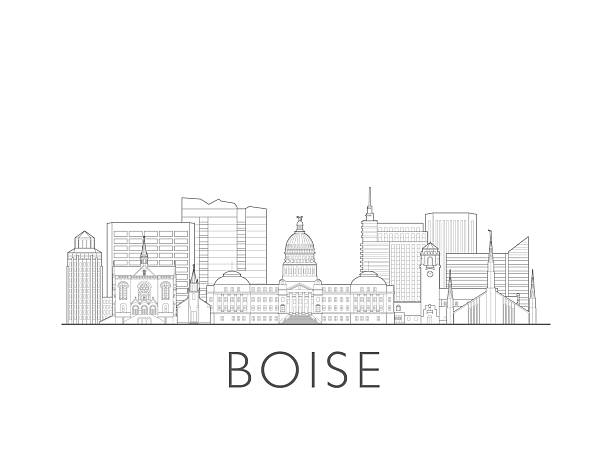 Boise Idaho cityscape illustration skyline drawing