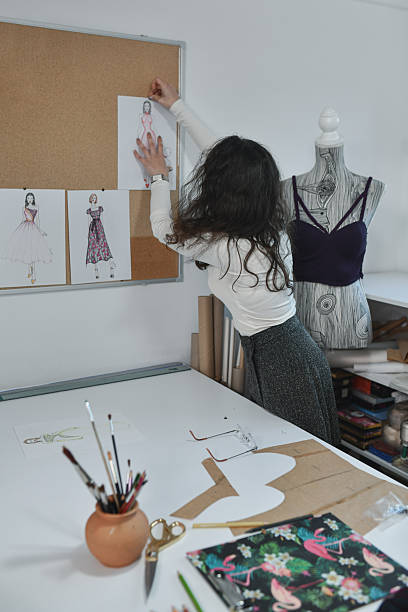 istock Atelier Planning Scene With Designer Organizing Sketches And Ideas 2253648688