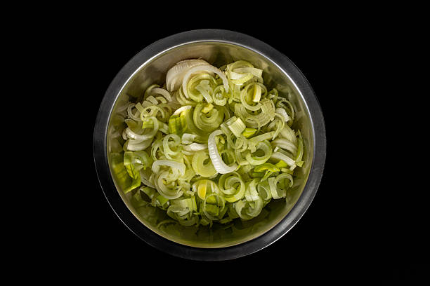 A pile of chopped leeks
