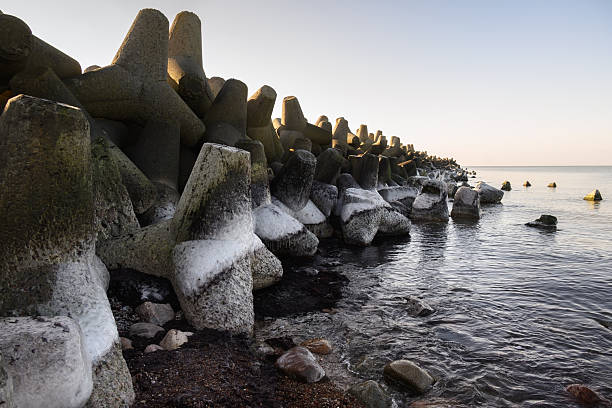 Northern pier in winter in Liepaja.