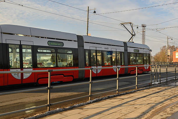istock Tram movement on the bridge in Liepaja. 2253664545