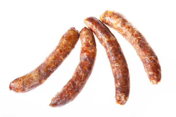 istock Sausages, isolated on a white background 2253666388