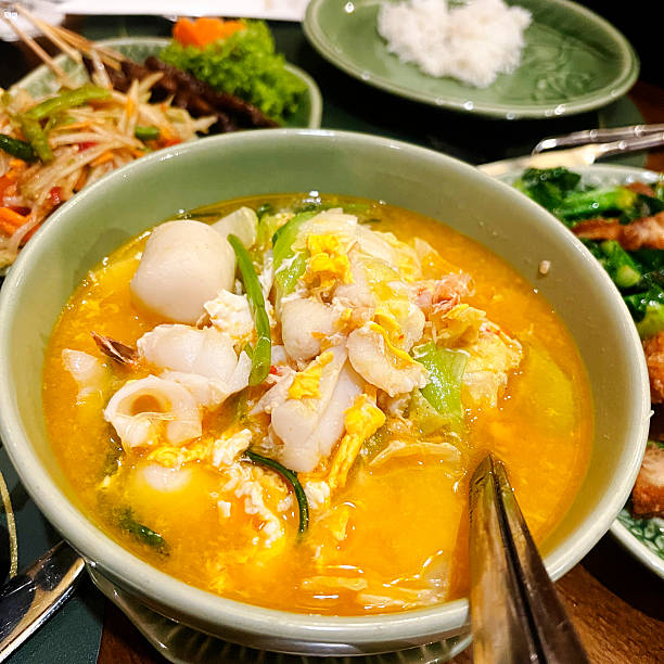 istock Yellow thai seafood soup 2253670506