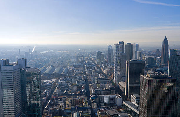 istock Looking down from viewing platform of Main Tower platform with skyline and blue sky background on a sunny autumn day. 2253673651