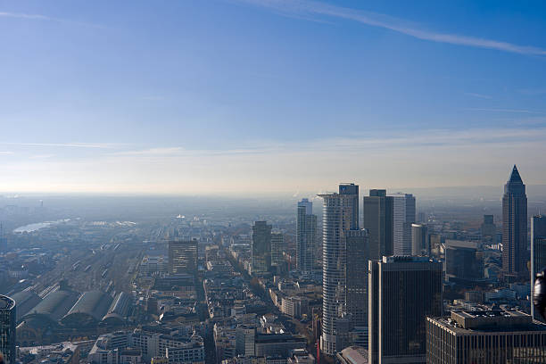 istock Looking down from viewing platform of Main Tower platform with skyline and blue sky background on a sunny autumn day. 2253673655