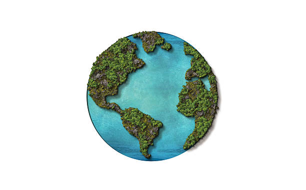 istock Green World Map- 3D tree or forest shape of world map isolated on white background. 2253674803
