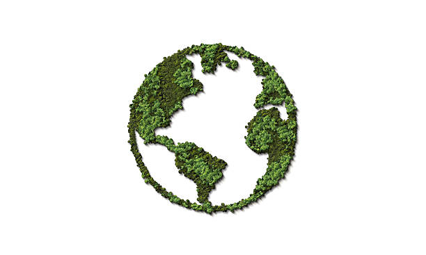 istock Green World Map- 3D tree or forest shape of world map isolated on white background. 2253674842