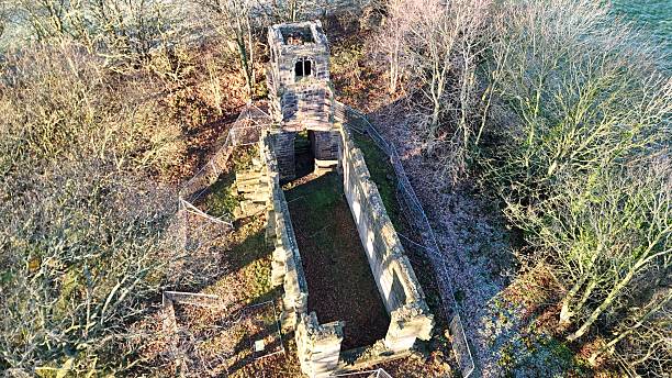 Last few days of the year winter sun and an old ruins of  an abbey
