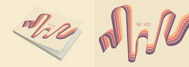 Colorful lines. Curved ribbons. Softcover book layout. Cover design template. Vector illustration for brochure, poster, flyer, album, magazine, planner, notebook or notepad.