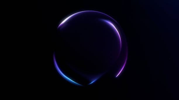 istock Glowing digital orb with smooth blue and purple light gradients. Abstract futuristic sphere with soft luminous energy on dark background. 2253688992