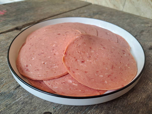 Salty Smoked Beef on a plate. Food Menu.