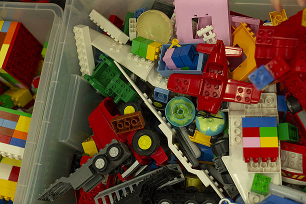 istock Imaginary aviation scene with toys and hinting runway features in storage bin 2253690142