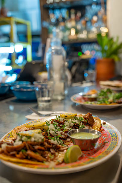 Close-up on tacos plate