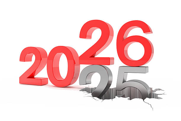 istock 3d render of the numbers 2026 and 25 in red over white background. 2253698100