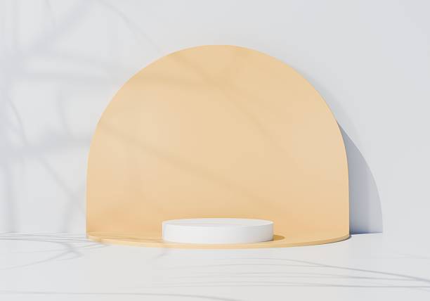 istock 3d podium platform copy space. pastel minimal soft studio light advertising concept. cosmetic product display for ecommerce ads and website hero banner. 3d render. 2253703325