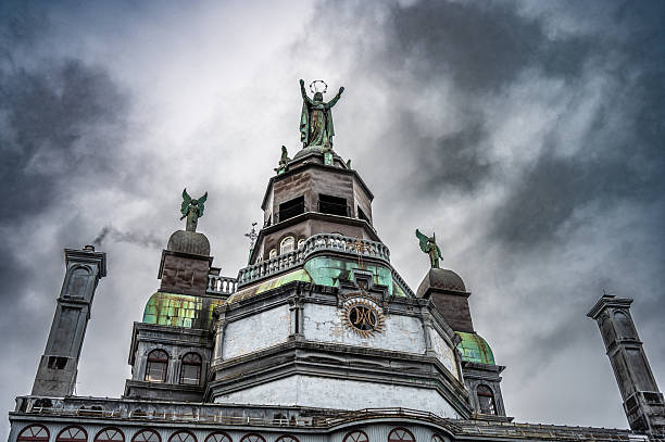 Top of Notre-Dame-de-Bon-Secours Chapel downtown Montreal  during winter day