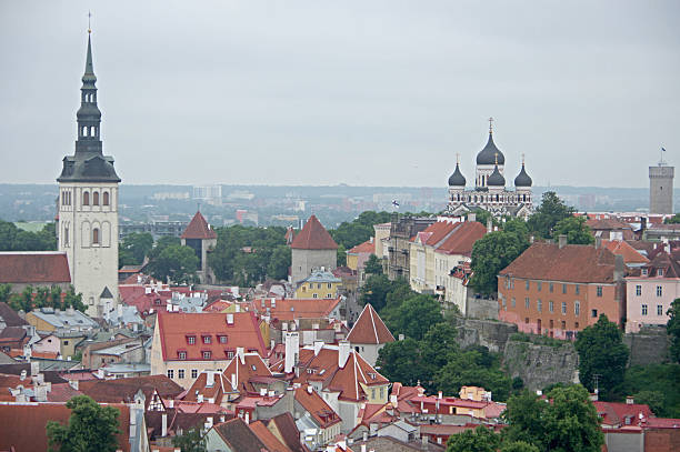 Tallinn Old Town (Estonian: Tallinna vanalinn) is the oldest part of Tallinn, Estonia. Old Town of Tallinn has managed to wholly preserve its structure of medieval and Hanseatic origin. Old Town represents an exceptionally intact 13th century city plan. Since 1997, the area has been registered in the UNESCO World Heritage List. The old town is bordered by the Walls of Tallinn. The majority of the Old Town's structures were built during the 13th–16th centuries. Tallinn is the capital and most populous city of Estonia. Situated on a bay in north Estonia, on the shore of the Gulf of Finland of the Baltic Sea. The Walls of Tallinn are the medieval defensive walls constructed around the city of Tallinn in Estonia. The first wall around Tallinn was ordered to be constructed by Margaret Sambiria in 1265 resulting in its name, the 'Margaret Wall.'