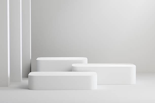 istock Minimal Podium White Rectangle Round Box Stage scene. Abstract Background Scene. 3d Render. 2253707772