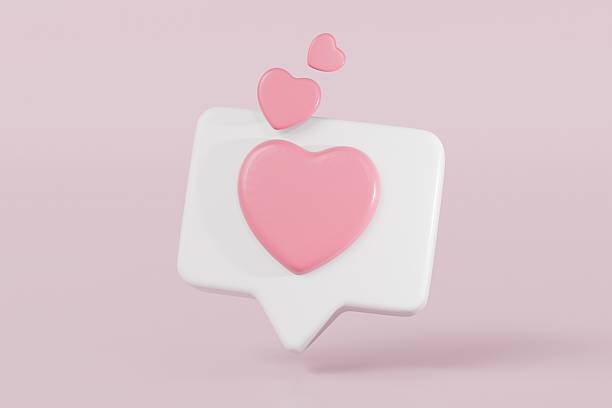 istock 3d Hearth bubble icon with notification new message sign icon. Minimal 3d Hearth with notification red bubble unread icon. Valentine concept 3d icon. isolated pink pastel background. 3d rendering. 2253710792