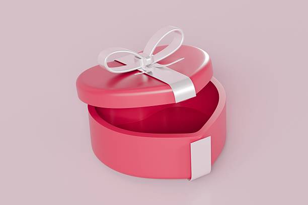 3d Opened Valentine's box or Chocolate sugar gift box symbol icon. Minimal Cartoon Design icon. Hearth Shape box icon. Valentine's day concept 3d icon. isolated pink pastel background. 3d rendering.