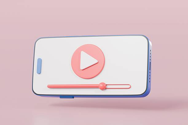 istock 3D Cartoon minimal mobile modern playing video floating icon on pink pastel background, wireless media, streaming smartphone, mobile playing video online, banner, copy space, 3d rendering illustration 2253711259