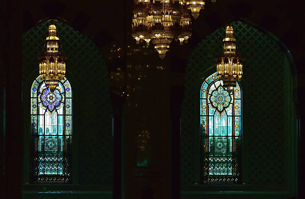 Minaret at Sultan Qaboos Grand Mosque in Muscat, Oman.
