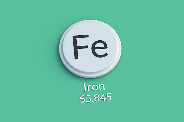 Fe, iron chemical element of periodic table. 3d render