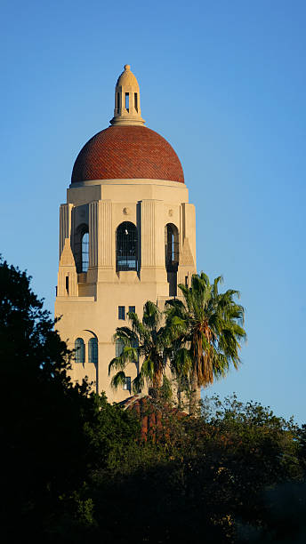 istock Hoover Tower with red dome and palm trees against clear blue sky 2253719820
