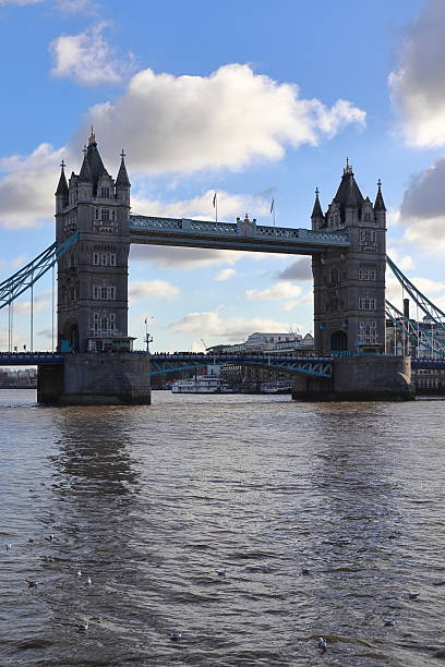 View of famous Tower Bridge over the river Thames in London, England, United Kingdom.