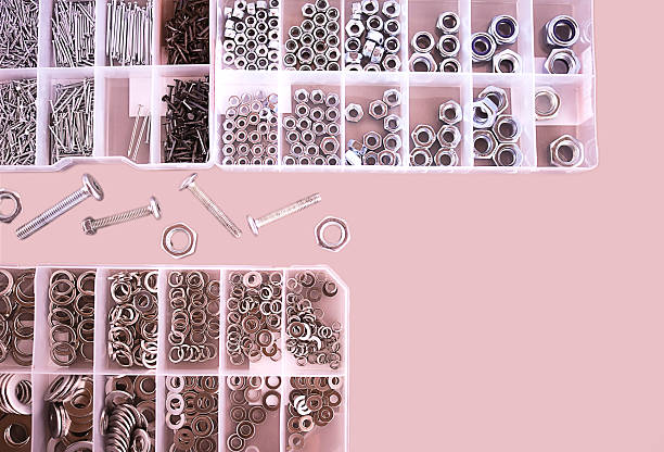 istock Tools And Components Arrangement, Various Mechanical Fasteners And Tools Laid Out Aesthetically 2253733027