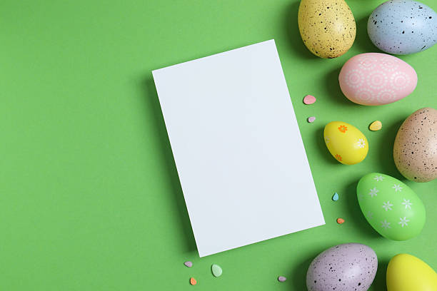 istock Happy Easter. Colorful eggs on color background, space for text or advertising 2253733183