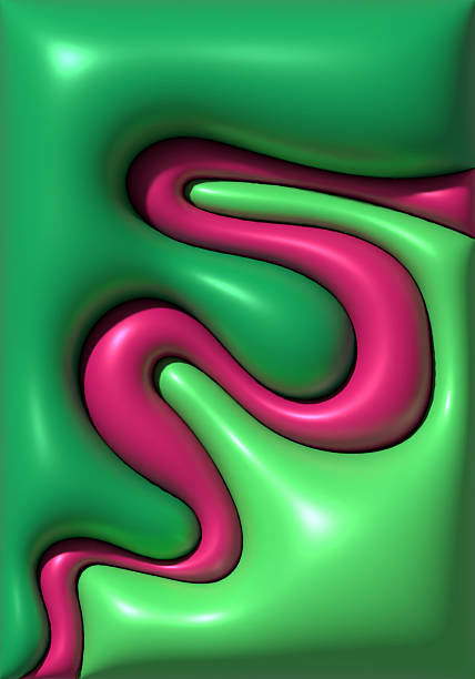 istock Abstract green background with pink stripe, glossy surface, 3D rendering illustration 2253735206