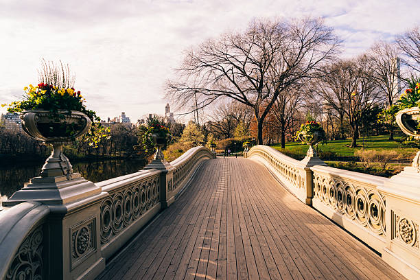 The bow bridge in central park, New York city daylight view